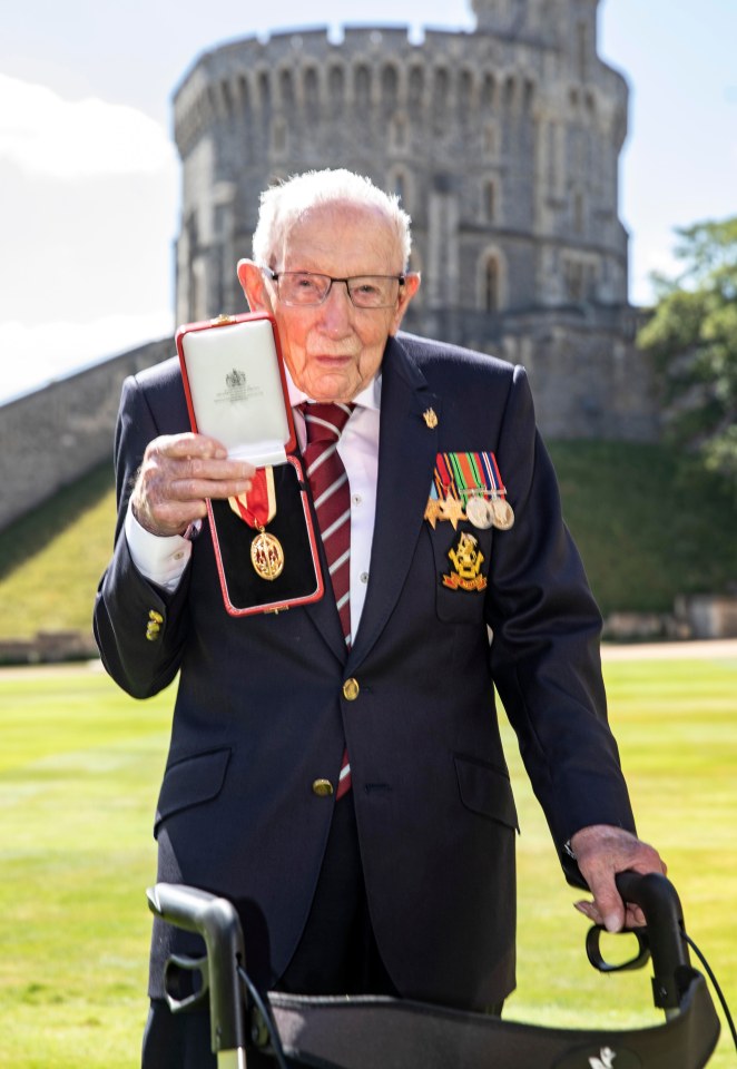 Fundraiser hero Captain Sir Tom Moore shows off his knighthood