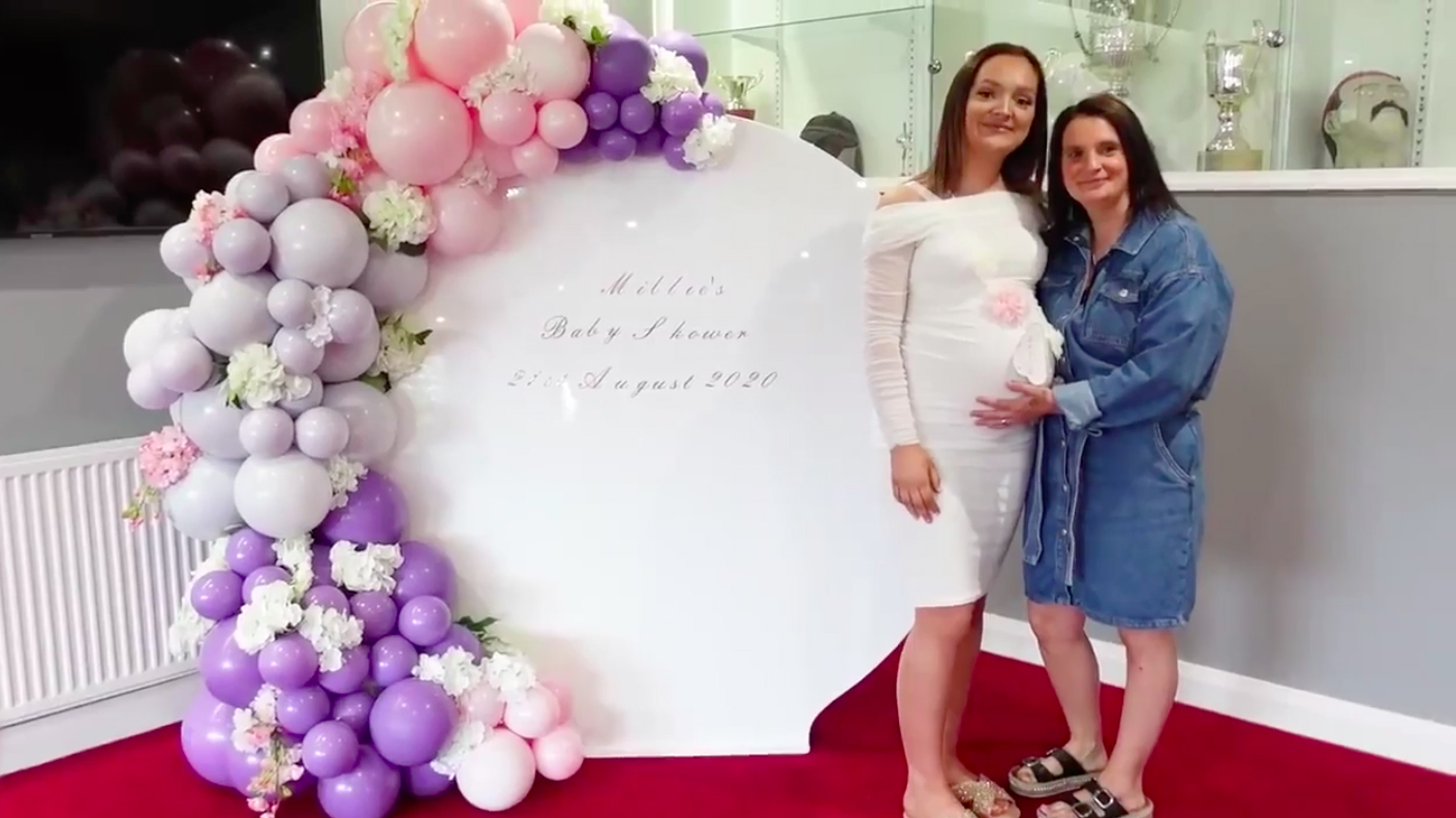 Millie celebrated her baby shower with her mum Sue last month