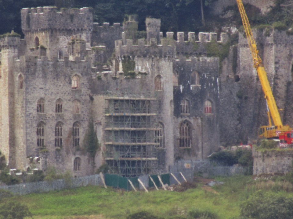  Scaffolding and cranes were seen erected at Gwrych Castle