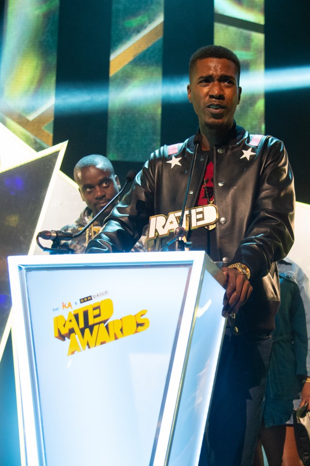 Grime rapper Nines is sitting at No3 (Nines pictured at GRM Daily's Rated Awards)