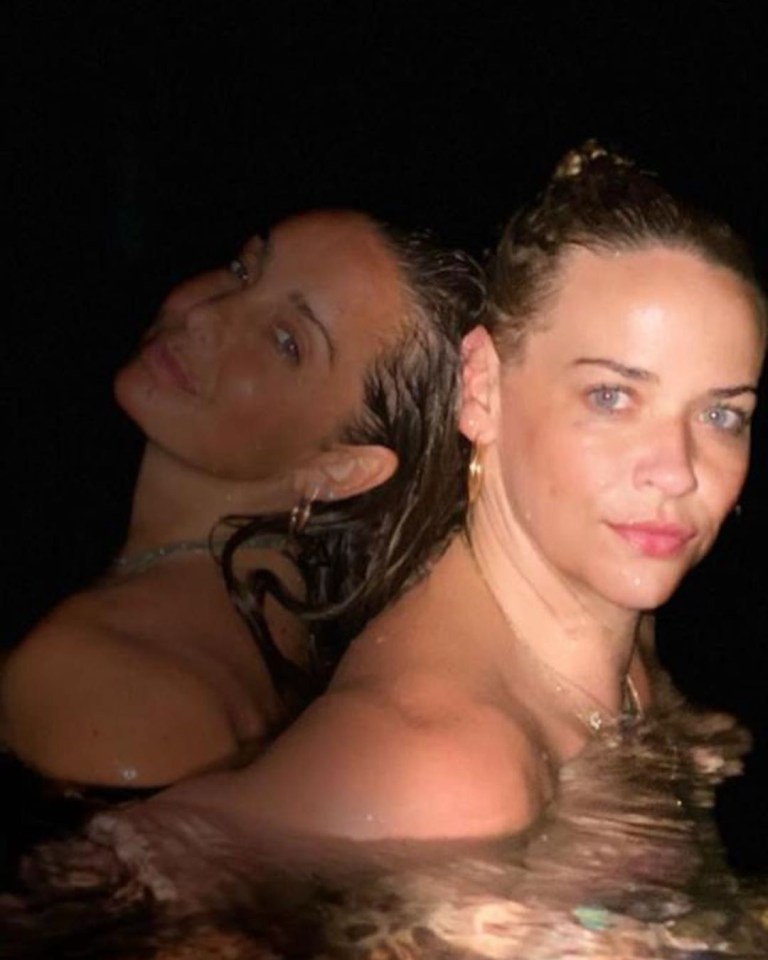 She celebrated her summer holiday to Ibiza in a series of snaps including this one of her night time dip