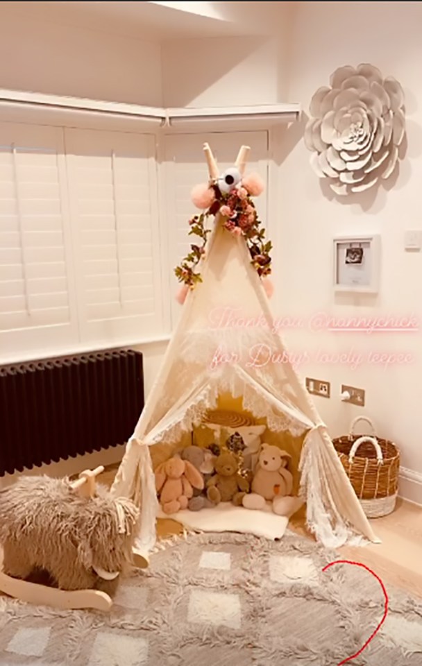 Taking centre stage in Dusty's playroom is a bohemian lace teepee for all the teddies