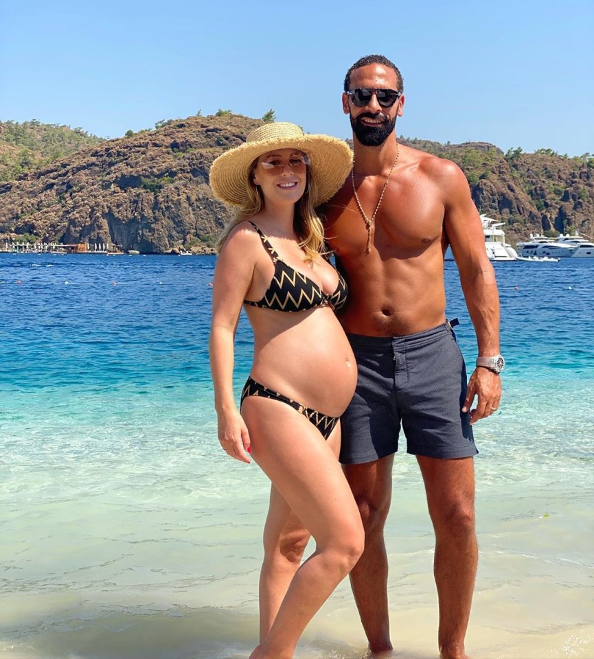 Kate Ferdinand showed off her growing baby bump on holiday with husband Rio