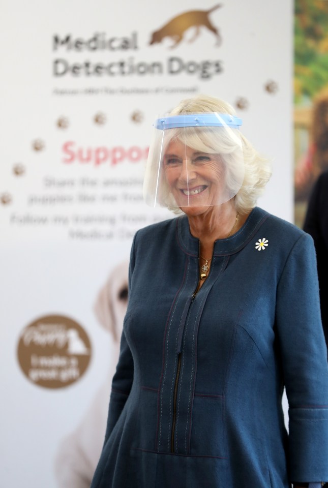 Camilla grinned as she was welcomed to the Medical Detection Dogs charity