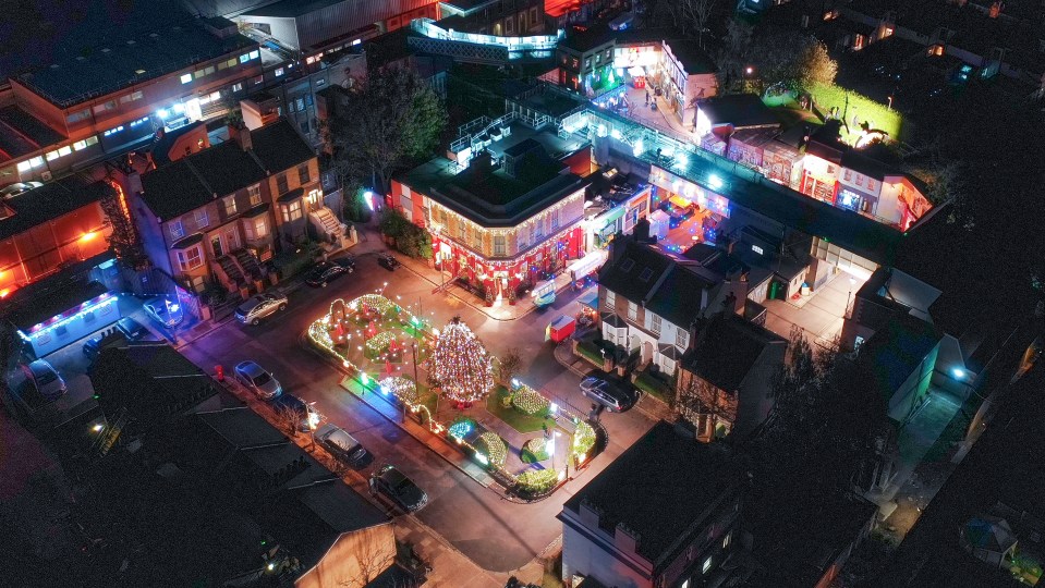 A Christmas tree and lights have been put up outside the Queen Vic