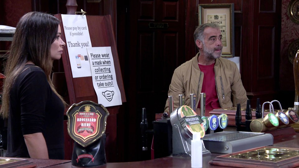 Kevin storms off to the pub after Debbie tells him that Abi is having an affair with Peter