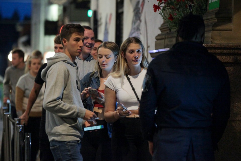 Revellers queue up for their final night on the town