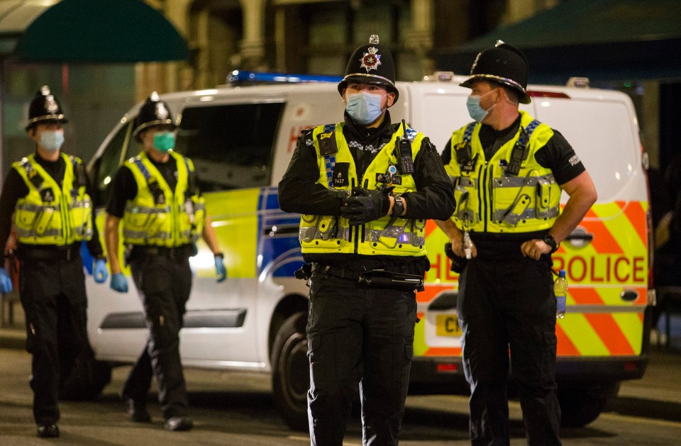 Police officers were out in force as they warned of people out partying