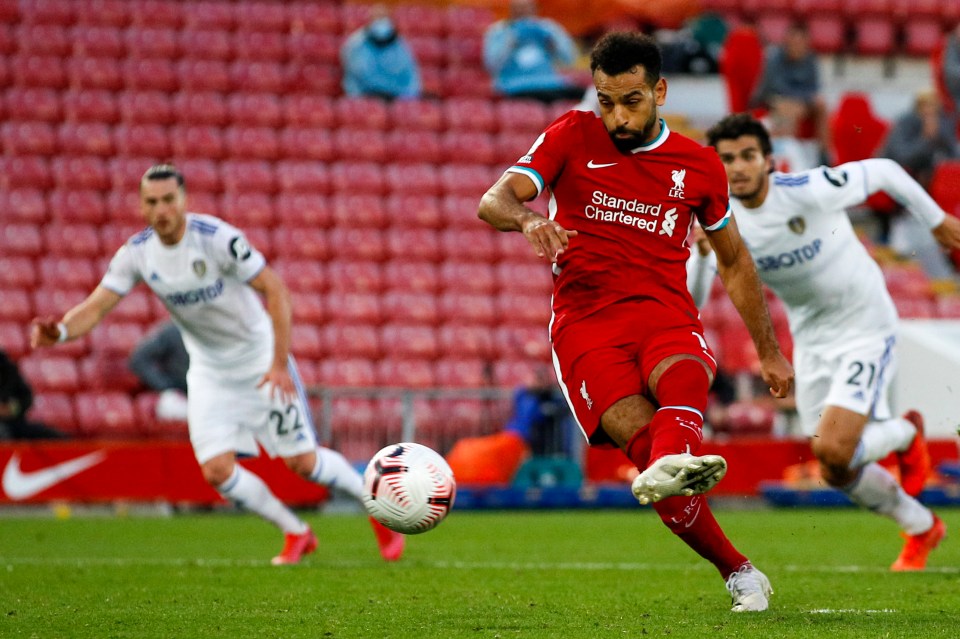 Salah smashed his first penalty down the middle and then placed the second into the corner