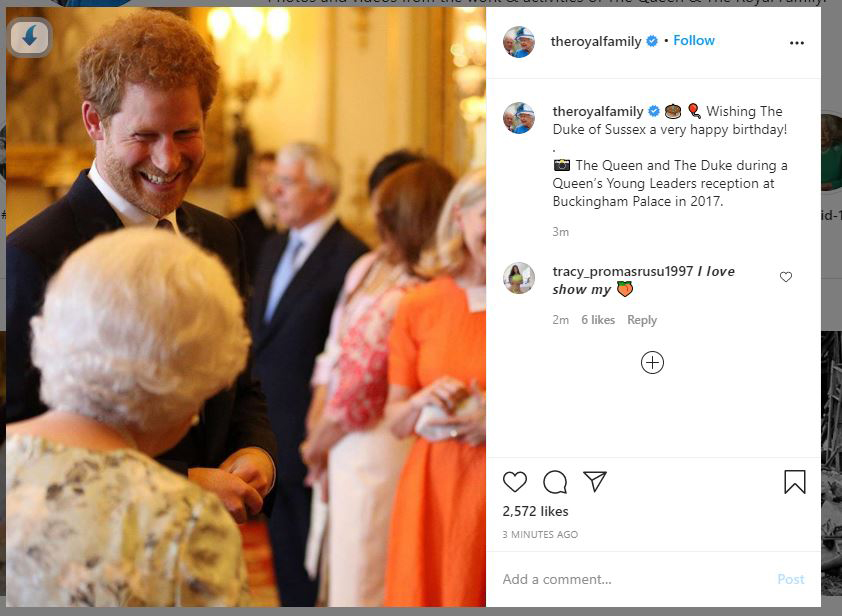 The Queen also shared a picture from 2017, before Harry’s wedding to Meghan