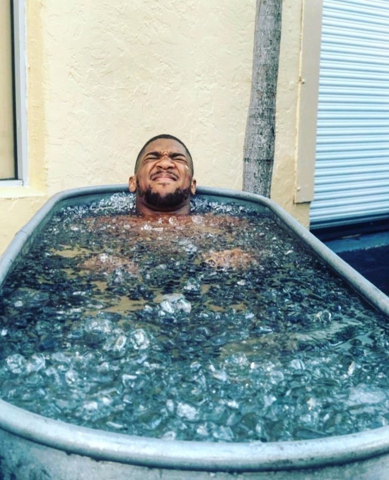 Boxer Anthony Joshua has also tried taking ice baths but doesn't seem to enjoy it that much