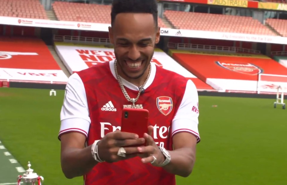 Aubameyang beamed as Gunners legend Wrighty paid him an emotional tribute