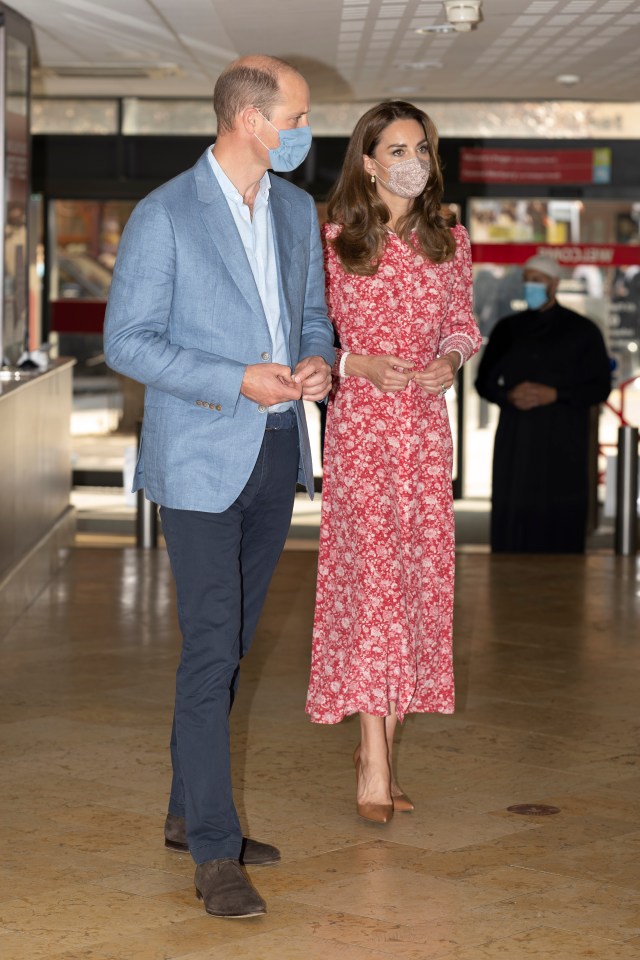 Kate wore a stunning red dress while William wore a blue suit