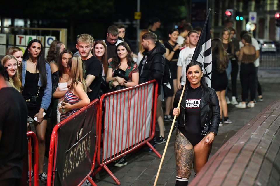 Groups of students gather outside a nightclub in Portsmouth last night