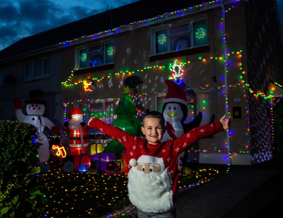 Caroline Gabe has revealed how she had already put up her Christmas decorations for her kids. Pictured is her son Theo Gabe, five