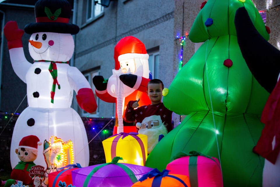 Caroline has been shielding with her children since March - and said the decorations are a much-needed boost