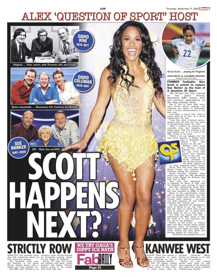 We revealed Alex would be the new host in The Sun today