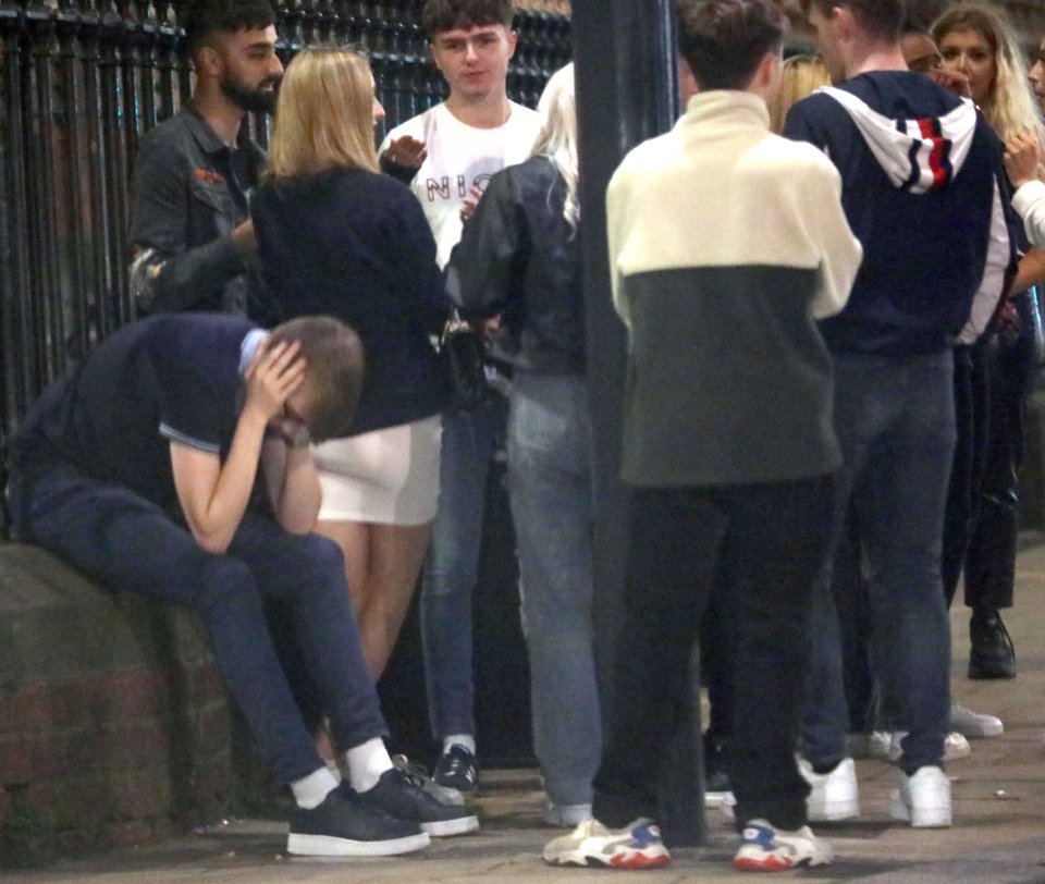 Groups gather on the streets in Leeds last night