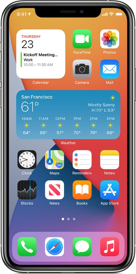 Widgets lets you display certain apps, such as Apple Weather or Notes, as big blocks of information on your home screen