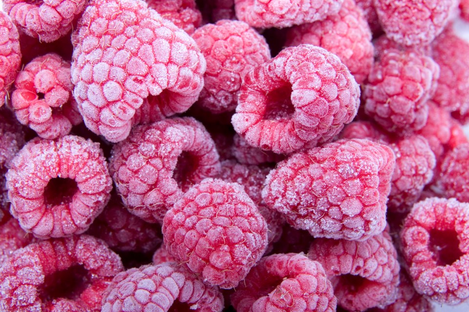 Frozen raspberries are perfect to put on your breakfast cereal or make into a smoothie