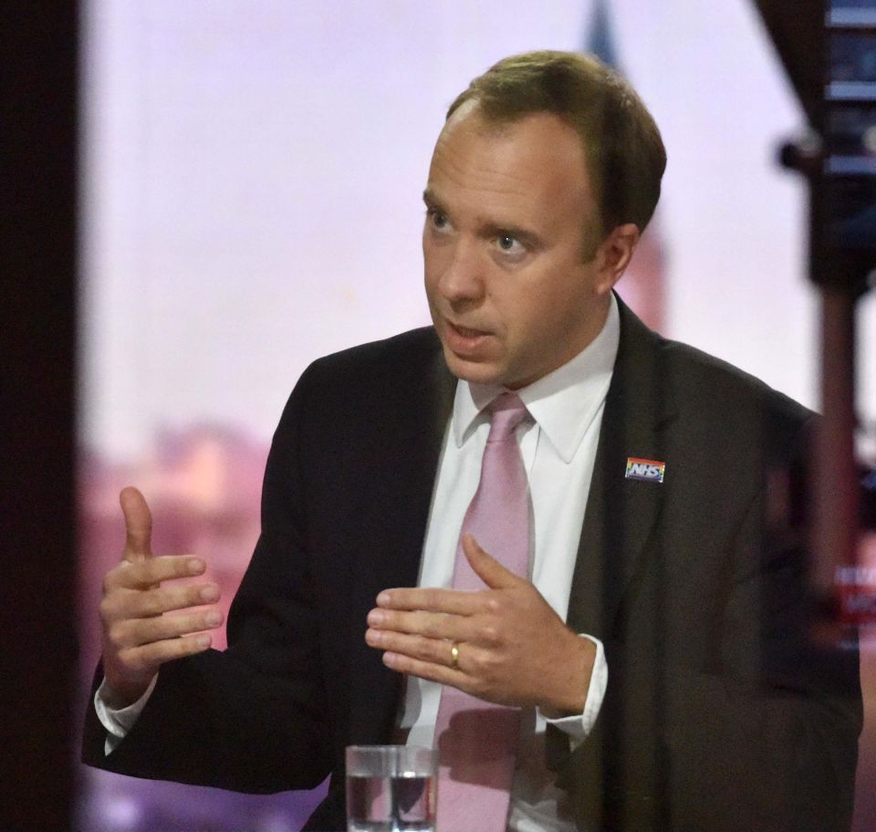 Health Secretary Matt Hancock speaks to the BBC's Andrew Marr