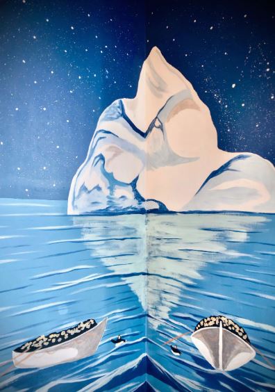 The hand painted property includes the iceberg which sunk the ship