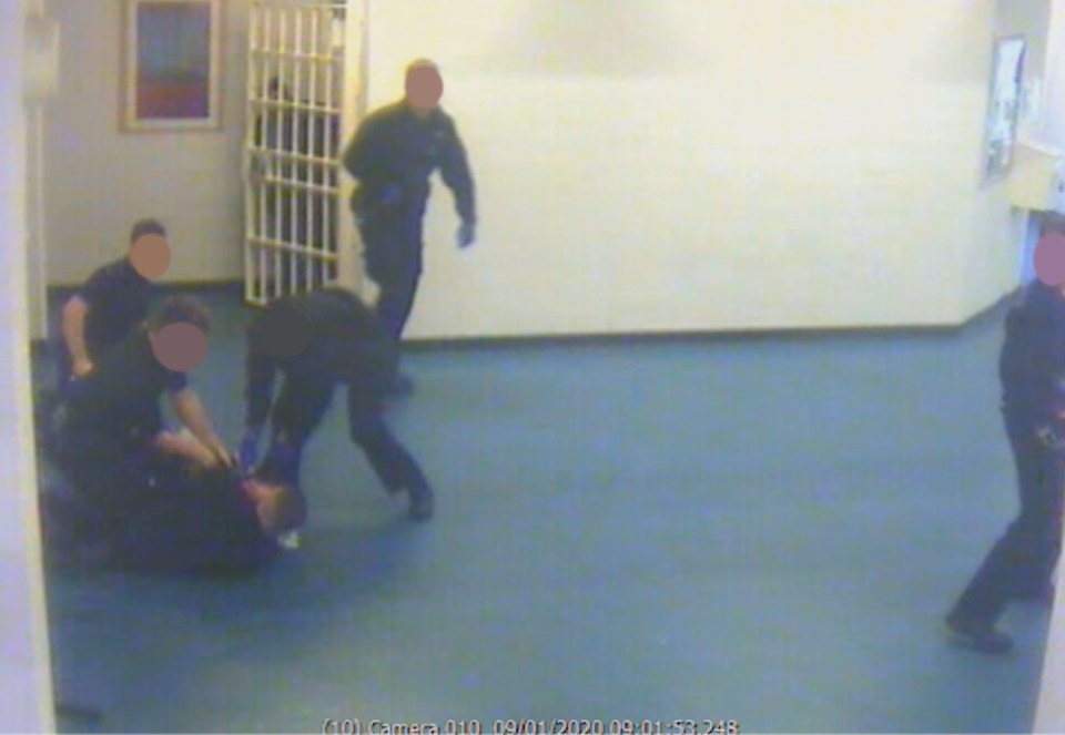 Prison guard Neil Trundle was treated on the floor after a jail 'terror attack'