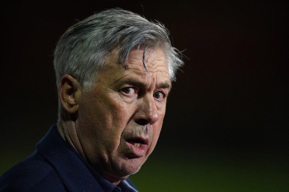 Carlo Ancelotti looked livid after Pickford's pair of howlers