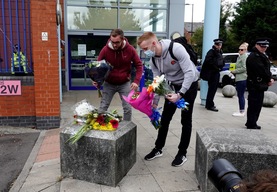 Floral tributes left outside the custody centre