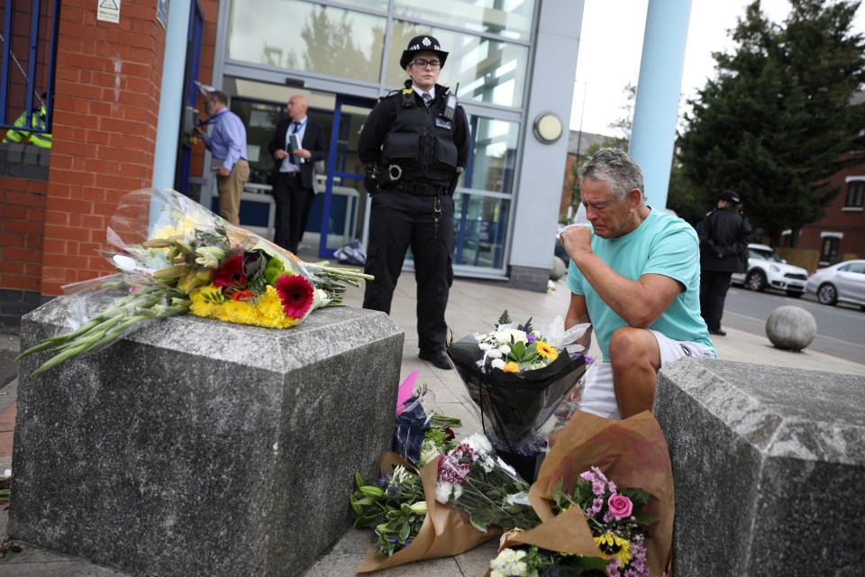 Flowers have been left in memory of the police officer