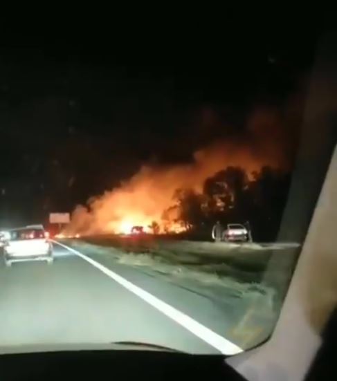 Flames could be seen from a road by the crash site