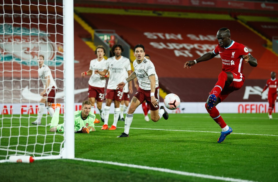 Arsenal switched off for a moment as Mane pounced