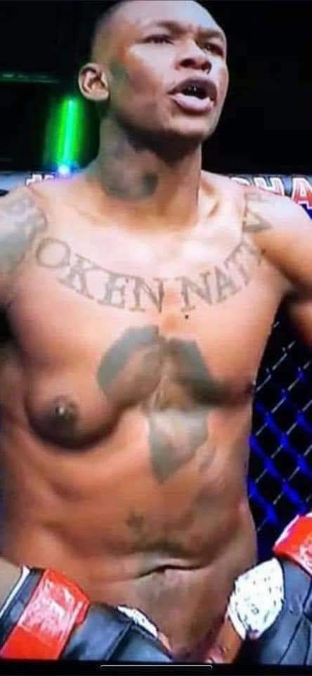 This was Adesanya's right pectoral during his win against Paulo Costa