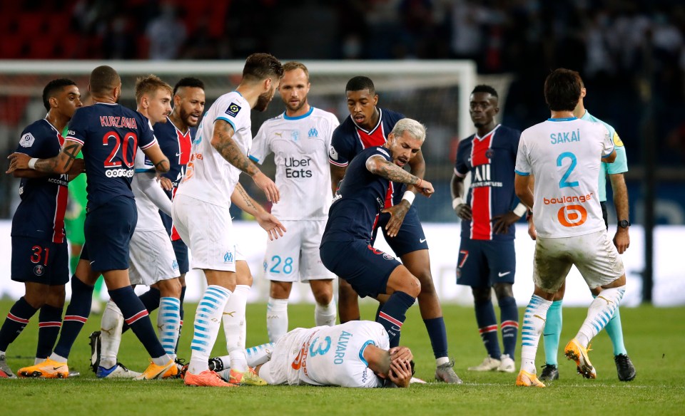 Leandro Paredes floored Alvaro Gonzalez who rolled around in dramatic fashion