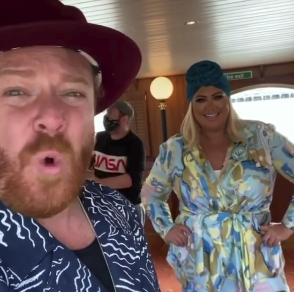 Gemma Collins had a giggle with Keith Lemon onboard a boat on the Thames as they filmed the comedian's TV show together