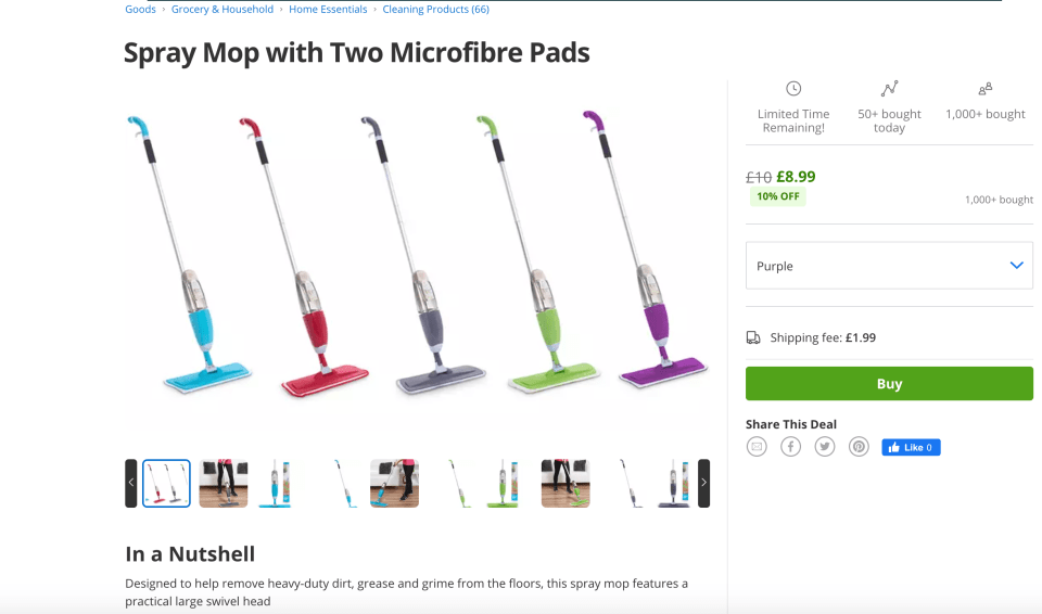 On Groupon's website however, the mop isn't directed at any gender