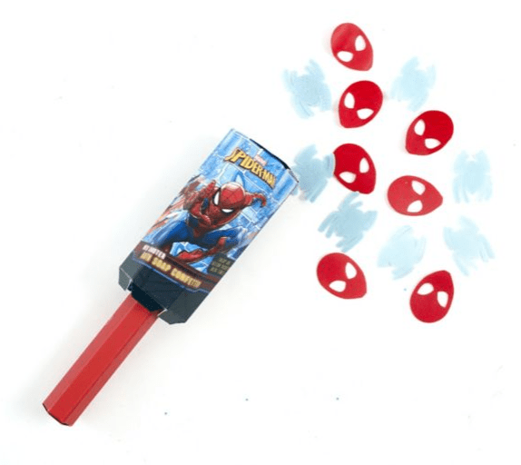 This bath shooter fires out Spiderman confetti