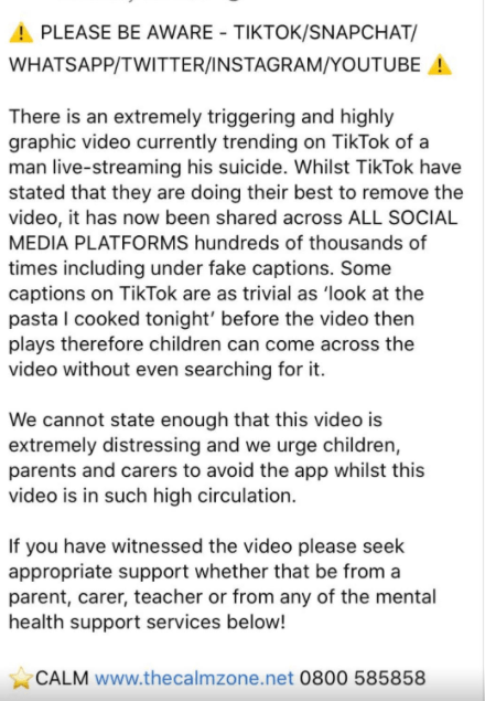  Parents have been warned about the footage