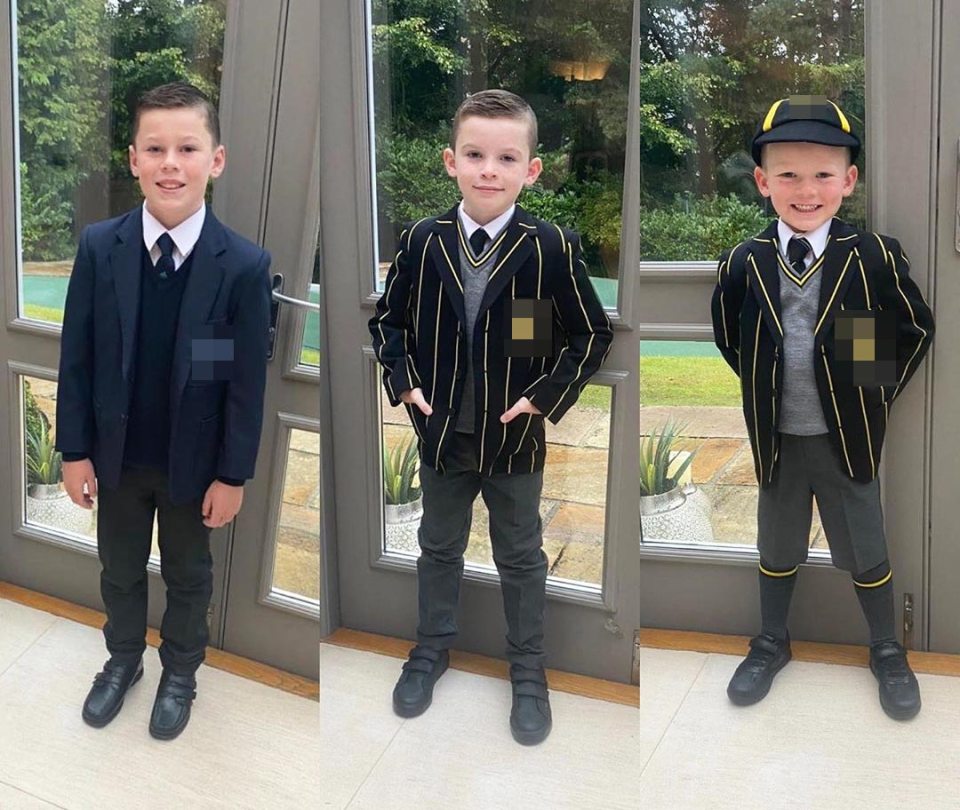 Wayne and Coleen Rooney's sons, Kai, Klay and Kit, look smart in their school uniforms 