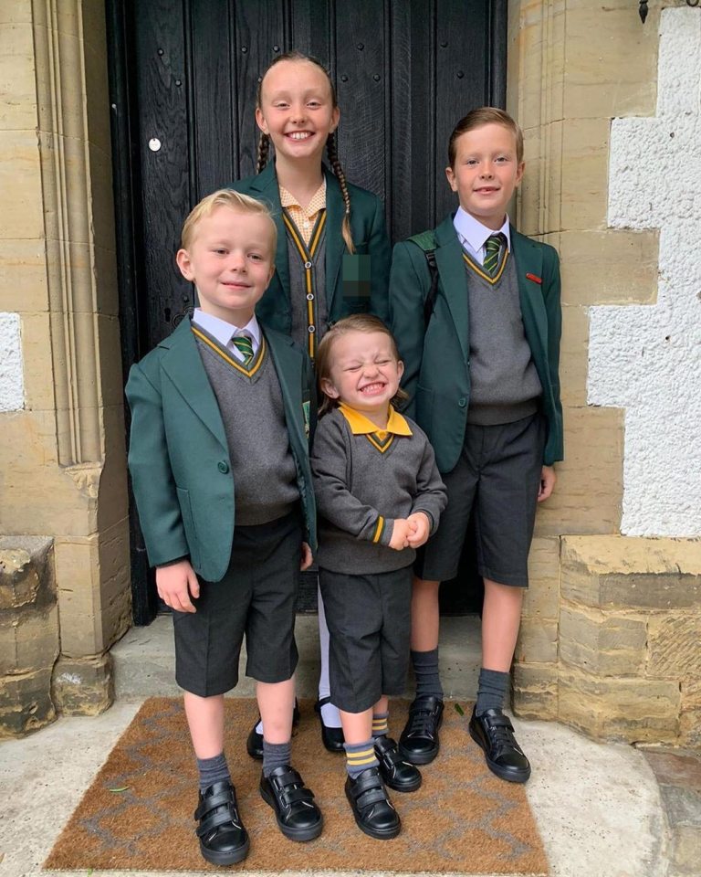 Andy Carroll's kids, (back row, L-R) Emilie Rose, Lucas, (front row, L-R) Arlo and Wolf, were all smiles