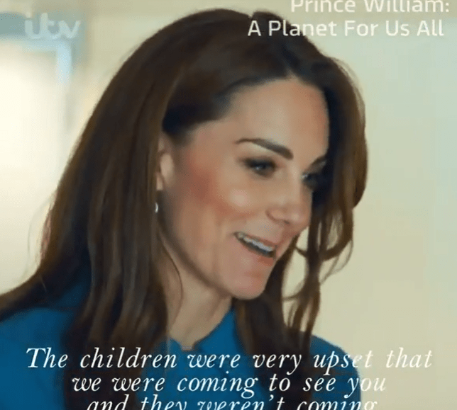 Kate Middleton telling Sir David Attenborough, who appears on the programme, that their kids were huge fans of his