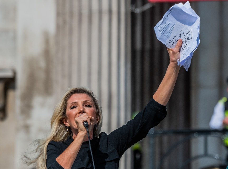 Kate Shemirani addressed protestors in Trafalgar Square on Saturday