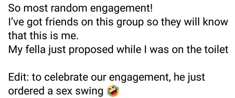 She revealed they bought a sex swing to celebrate