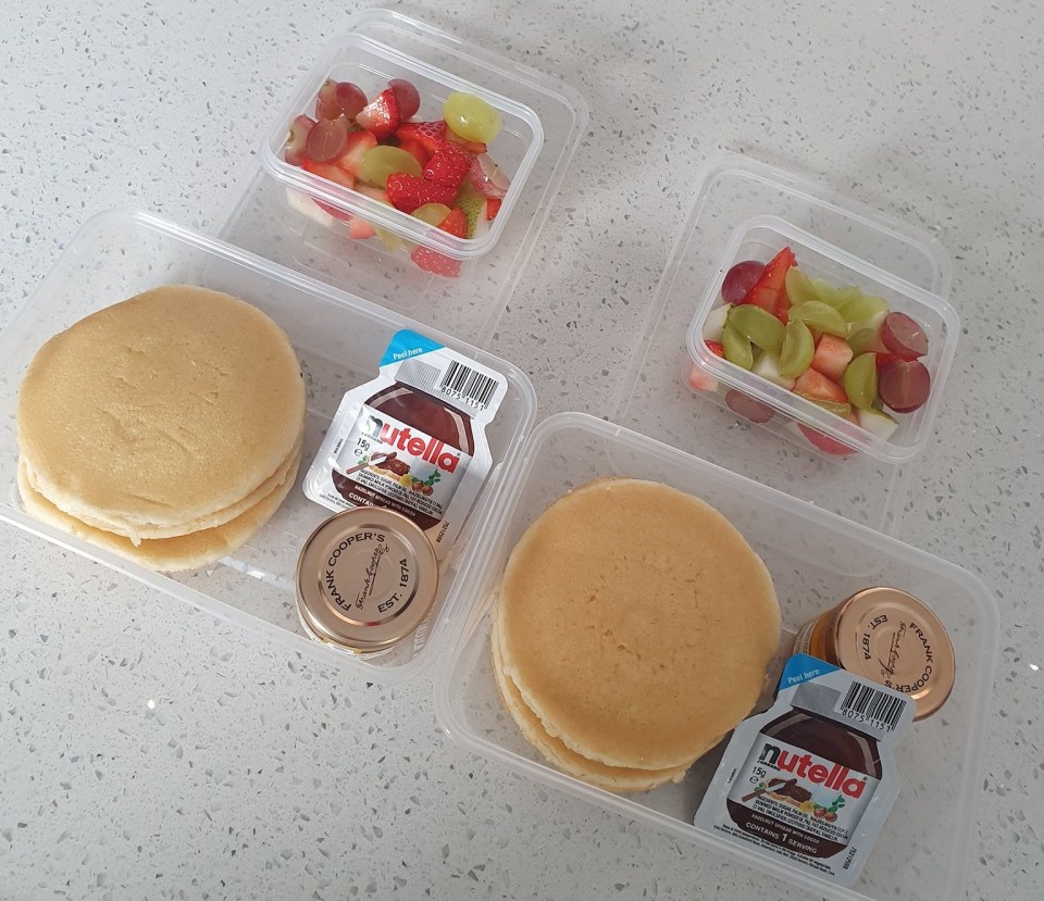 The mum shared her budget-friendly lunch meal consisting of honey and Nutella pancakes 