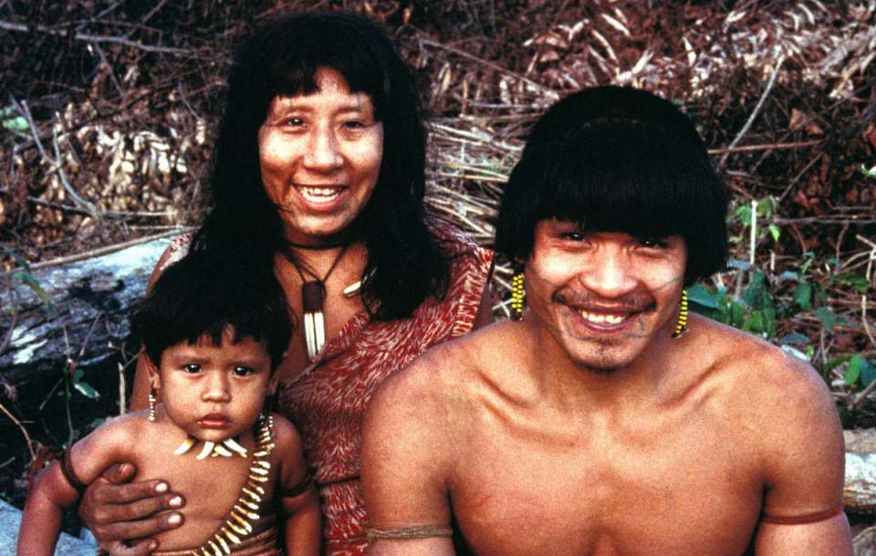 A rare photograph of the Uru Eu Wau Wau are famous for tattooing around their mouths with genipapo, a black dye made from an Amazonian fruit