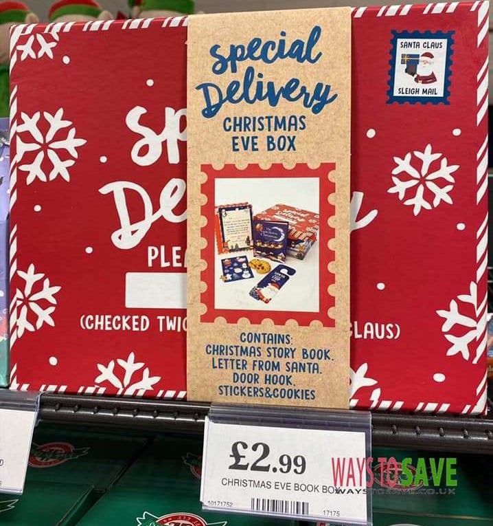 The boxes cost less than £3 and are filled with festive treats 