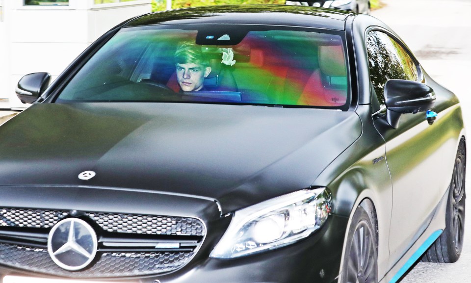 Brandon Williams arrives at Carrington in a Mercedes 