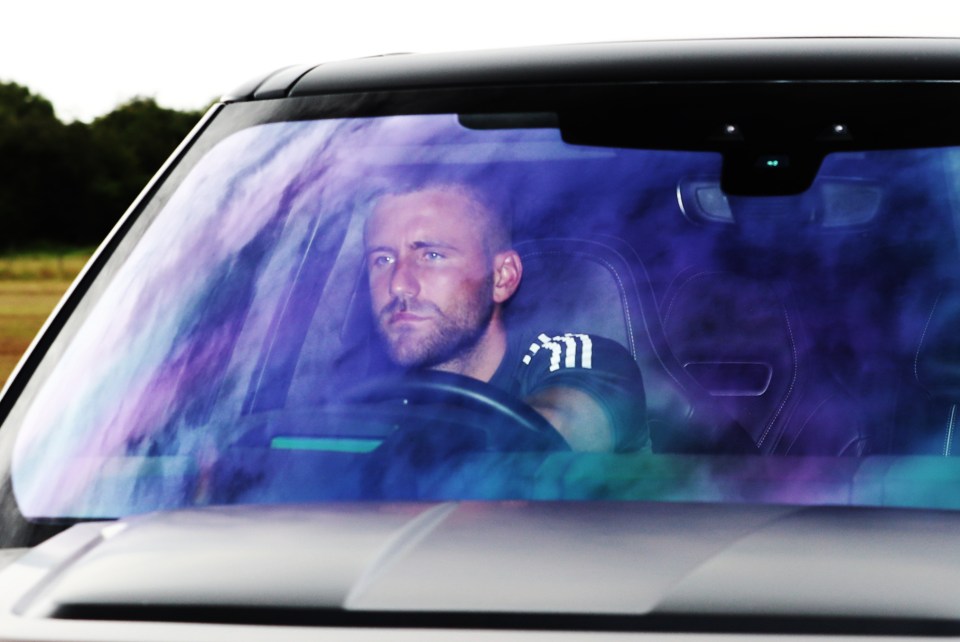 Left-back Luke Shaw arrives for United training 