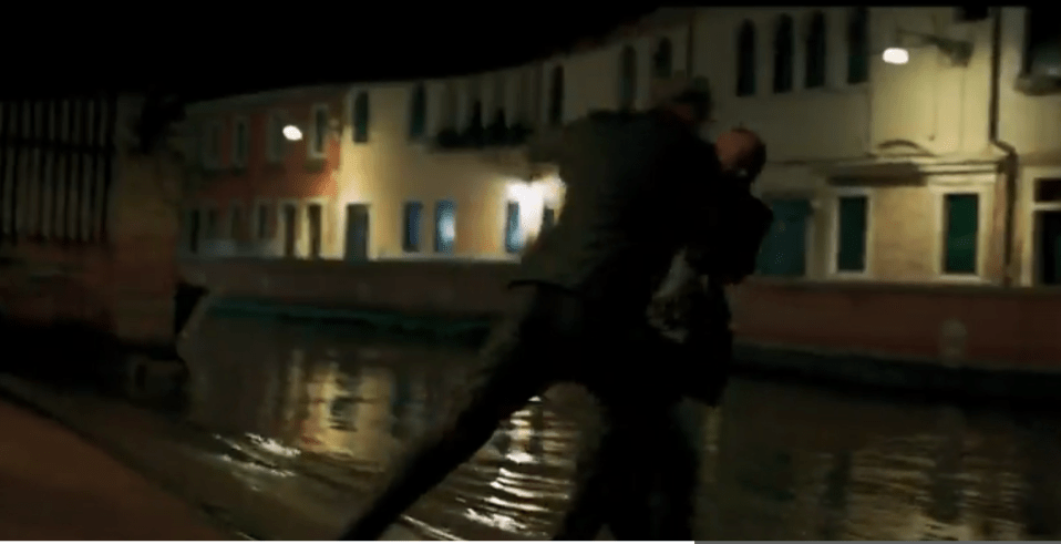 There is also a canal-side fist fight