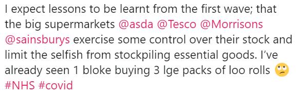 Supermarket shoppers have been tweeting the shops to ask for item limits